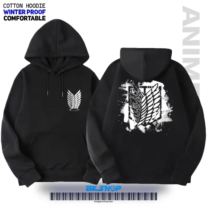 Anime Hoodie Premium Quality Winter Black Cotton AOT Hoodie